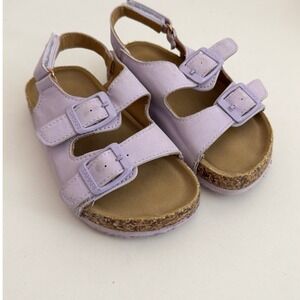 Tahari Toddler Girls Lilac Purple Double Buckle Cork Footbed Sandals Size 5/6